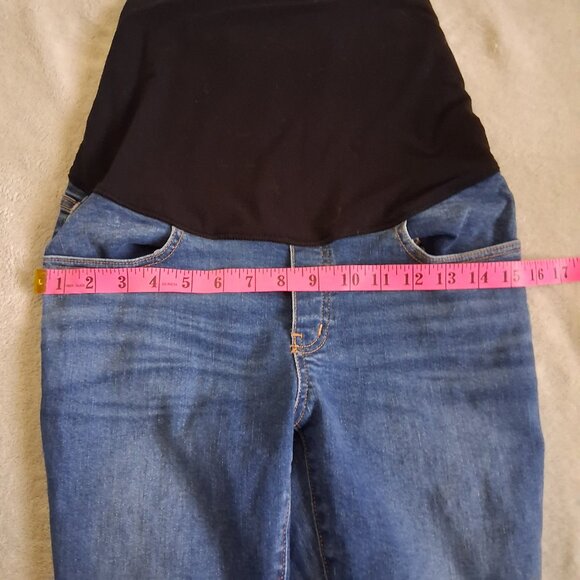 Hatch Women's Size 27 Indigo Medium Wash Over the Bump Slim Maternity Jean - Picture 11 of 13